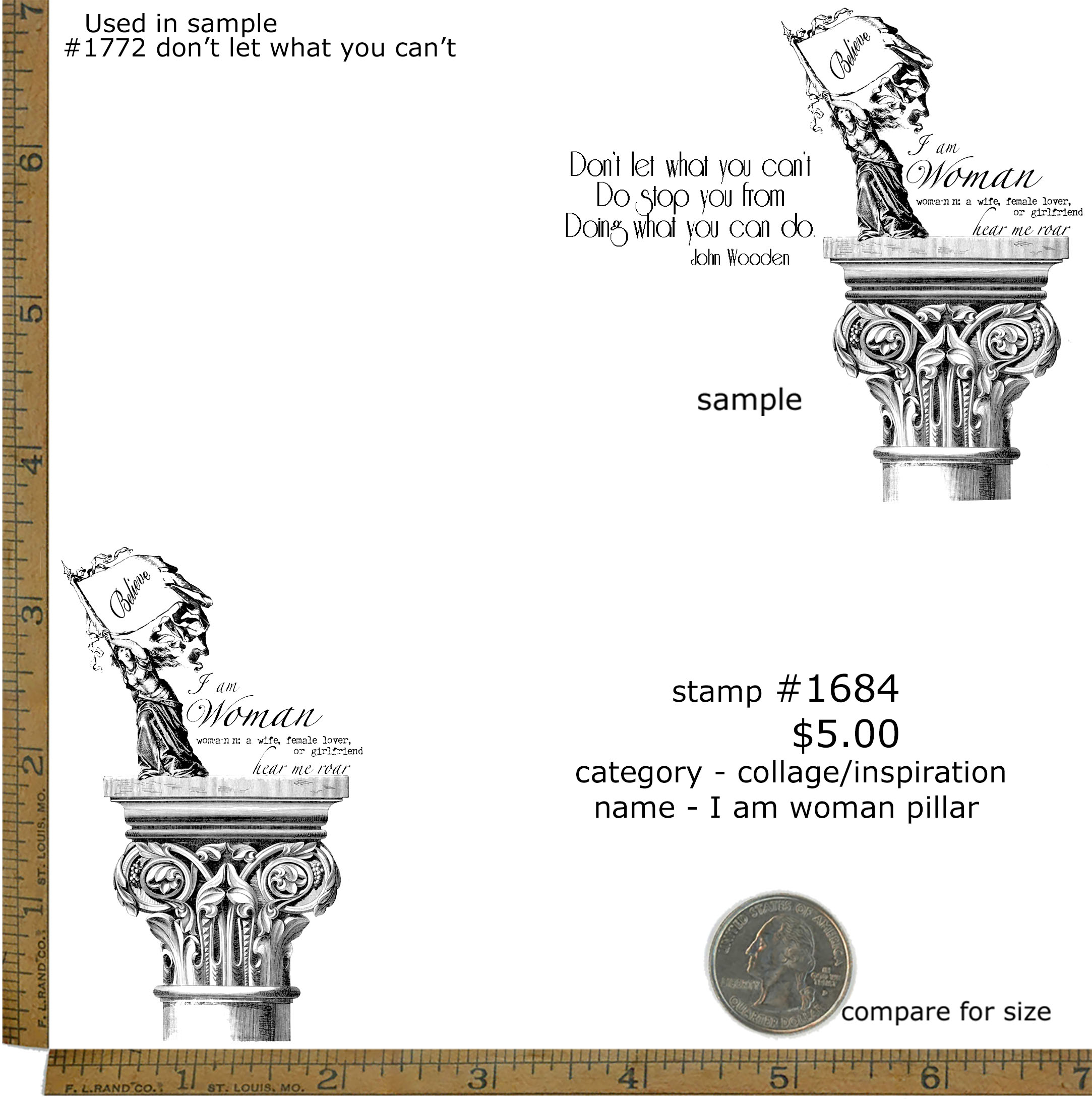 #1684 - I Am Woman Pillar - Collage/Inspiration